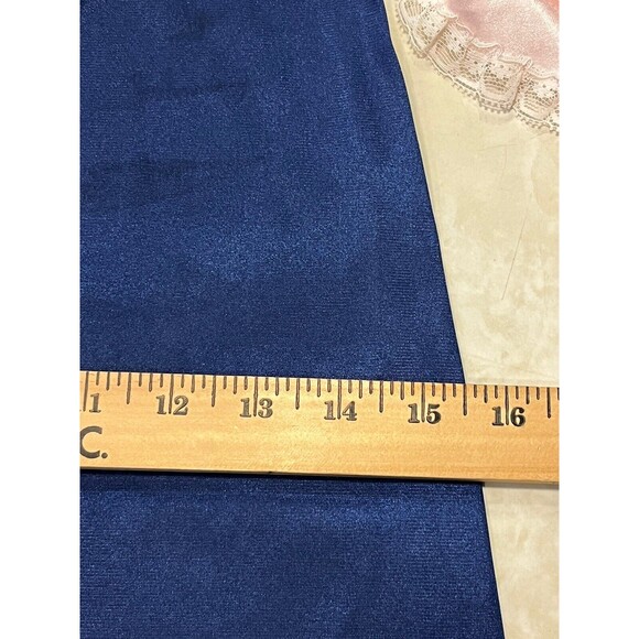 HOLLYWOOD VASSARETTE Vintage Slip Dress 36 Blue Lace Nylon Tricot Coquette - Picture 14 of 15